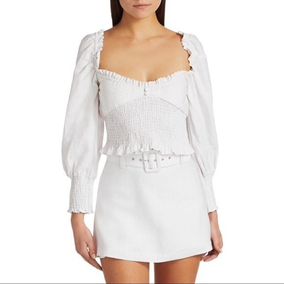 FAITHFULL THE BRAND Bel Rose Cropped Top in White - Large - Picture 2 of 6